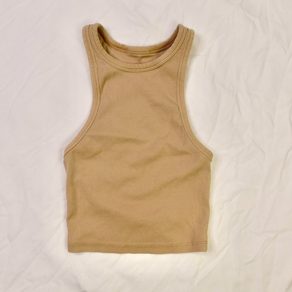 ZARA | Basic Halter Cropped Tank Top - Tan Beige - Picture 9 of 10